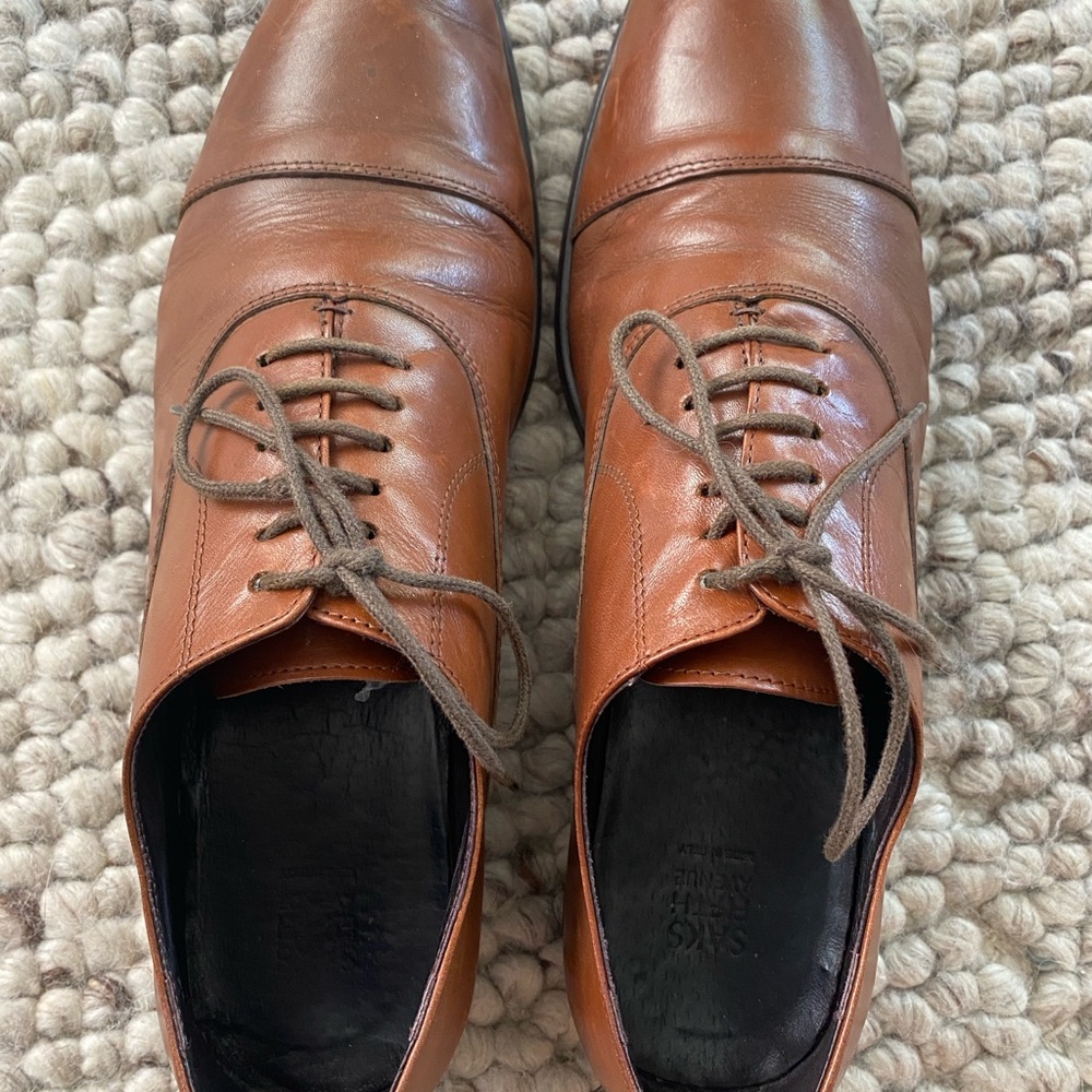 Saks Fifth Avenue Tan Leather Oxfords